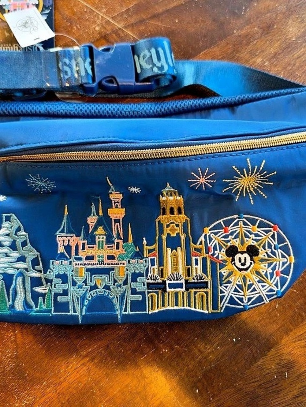 Disney Parks Blue Embroidered Waist Bag NWT